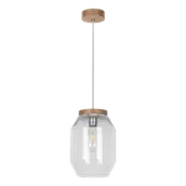 Lampy sufitowe - Britop Skandynawska LAMPA wisząca VASO 169110174 loftowa OPRAWA szklany słoik zwis przezroczysty drewno przezroczysty drewno - miniaturka - grafika 1