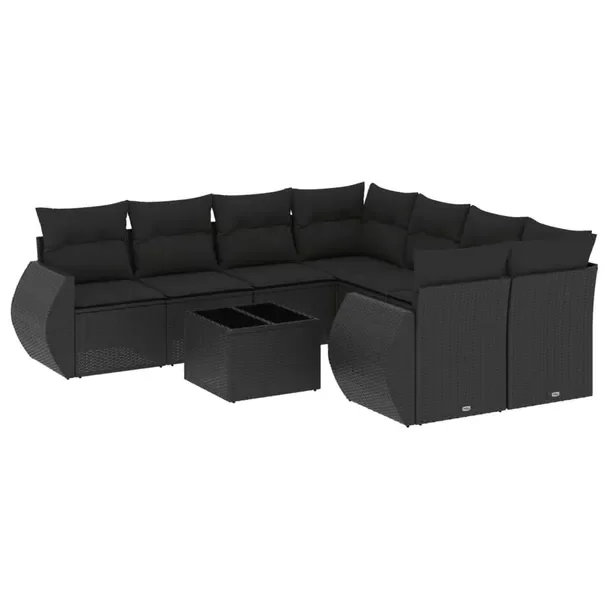 Modułowy zestaw wypoczynkowy z rattanem PE, czarny, wymiary: 71x62x69 cm
