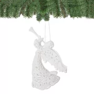 Ozdoby bożonarodzeniowe - Zawieszka choinkowa biały aniołek na choinkę 16,5 cm CA0049 - miniaturka - grafika 1