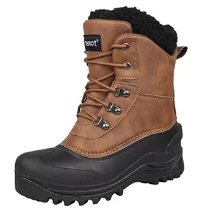 riemot Buty zimowe dla kobiet i mężczyzn, wodoszczelne, z podszewką, ciepłe, antypoślizgowe, brązowe, 45 EU, brązowy, 45 EU - Skarpetki dla dzieci - miniaturka - grafika 1
