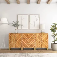 Szafki nocne - vidaXL Komody, 3 szt., brązowo-czarne, 60x33,5x75 cm, drewno mango - miniaturka - grafika 1