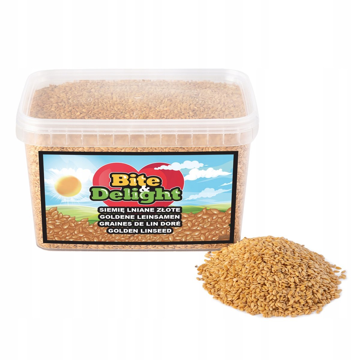 Bite & Delight Złote siemię lniane - Całe ziarna - Naturalne - 1 l