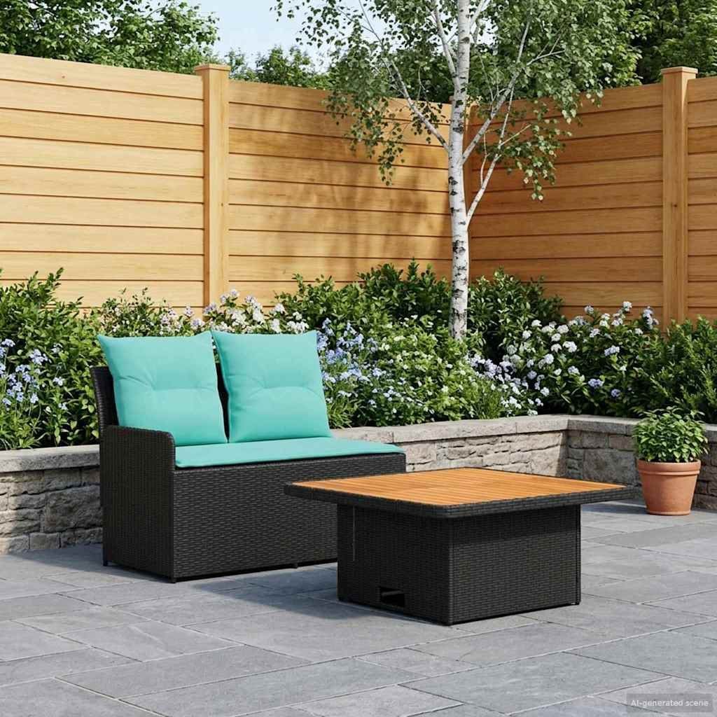 vidaXL Sofa ogrodowa z podłokietnikami i podnoszonym stołem 2 Sztuka