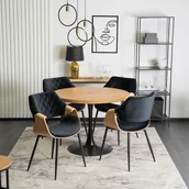 Krzesła - Krzesło Tapicerowane z Drewna Giętego do Salonu DAKOTA Czarne/Dąb złoty Welurowe Nowoczesne Loft - miniaturka - grafika 1