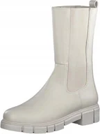 Kozaki damskie - MARCO TOZZI BEŻOWE SKÓRZANE KLASYCZNE KOZAKI NA PŁASKIM OBCASIE 40 J3B - miniaturka - grafika 1