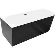 Wanny - Mexen Silo wanna wolnostojąca narożna lewa ryflowana 150 x 75 cm, biała/czarna, przelew gun metal - 52891507575L-95 - miniaturka - grafika 1
