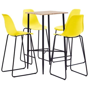 vidaXL 5-częściowy zestaw mebli barowych, plastik, żółty 8719883840352 - Stoły z krzesłami - miniaturka - grafika 1