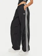 Spodnie sportowe damskie - adidas Spodnie dresowe 3-Stripes Woven Parachute IY7251 Czarny Loose Fit - miniaturka - grafika 1