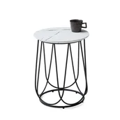 Ławy i stoliki kawowe - NUBIRA S ŁAWA STELAŻ - CZARNY, BLAT - BIAŁY MARMUR - miniaturka - grafika 1