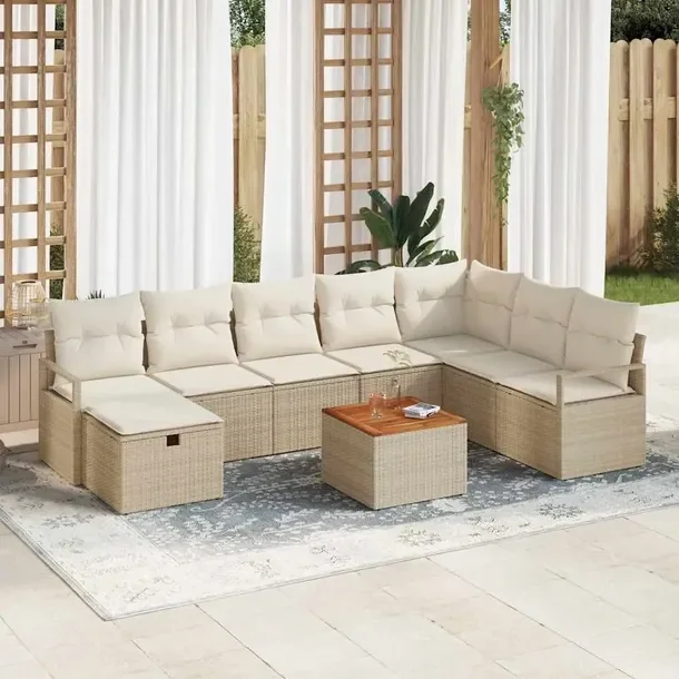 5-częściowy modułowy zestaw sof ogrodowych, beżowy, rattan, 75 cm