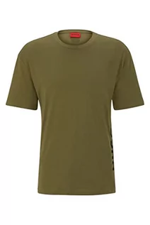 Koszulki męskie - HUGO Koszulka męska RN Relaxed-Fit z bawełny organicznej z pionowym logo, Open Green345., L - grafika 1