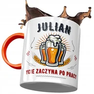 Kubki - Kubek Pomarańczowy Dla Juliana Kolegi Męża Prezent z Nadrukiem ze Zdjęciem+ Opakowanie na prezent (wzór 01) - miniaturka - grafika 1
