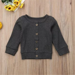 Bluzki dla niemowląt - Slowmoose Newborn Baby Knit Long Sleeve Autumn Sweter, Casual Tops Ubrania Szary 24M - grafika 1