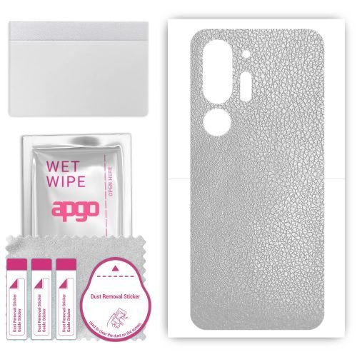 folia naklejka skórka strukturalna na TYŁ do HTC U24 Pro - Skóra Srebrna - apgo SKINS