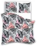 Pościel - Faro Pościel z mikrofibry 140x200 Harmony 12 liście geometria szara różowa pudrowa z jedną poszewką 70x90 - miniaturka - grafika 1