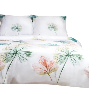 Pościel bawełniana 180x200 satyna 100% BAWEŁNA biała w pastelowe liście - Pościel Pościel bawełniana 180x200 satyna 100% BAWEŁNA biała w pastelowe liście - Pościel - miniaturka - grafika 1