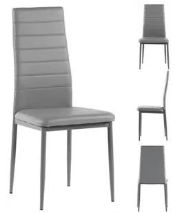 4szt x Nowoczesne skórzane krzesła pikowane - 258 - szare - Krzesła - miniaturka - grafika 1
