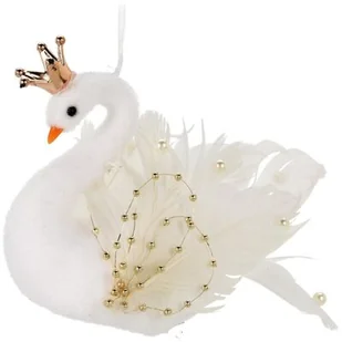 Zawieszka HOME & STYLING COLLECTION Łabędź 17 cm Złote skrzydła - Ozdoby bożonarodzeniowe - miniaturka - grafika 1