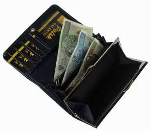 Wygodny Portfel Damski MARCO (PL) 16 cm Klamra Skóra Naturalna NIEBIESKI LAKIEROWANY PD-09 - Portfele - miniaturka - grafika 5