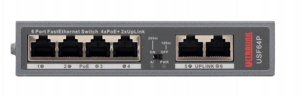 Switch Pulsar USF64P PULSAR Ultralink FastEthernet Switch 4x PoE+, 2xRJ45