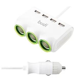 Budi - Ładowarka samochodowa 4x USB, 24W + 3x rozdzielacz gniazda zapalniczki (Biały) - Ładowarki do telefonów - miniaturka - grafika 2