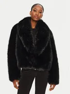 Płaszcze damskie - YES LONDON Futro ECO/026 Czarny Regular Fit - miniaturka - grafika 1