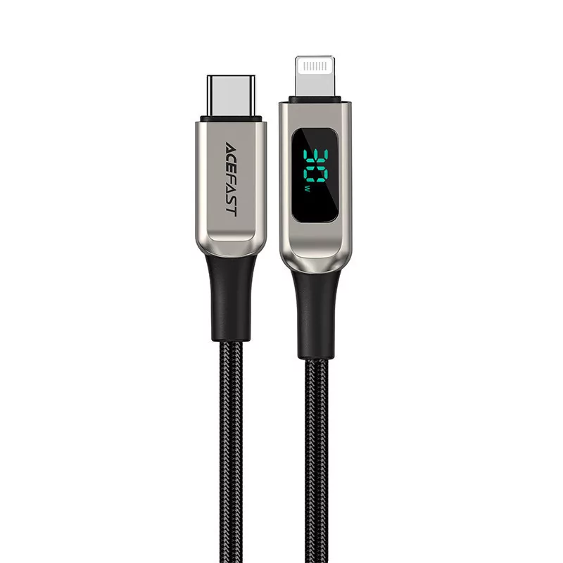 Acefast kabel MFI USB Typ C - Lightning 1,2m, 30W, 3A srebrny (C6-01 silver) C6-01-C-L silver