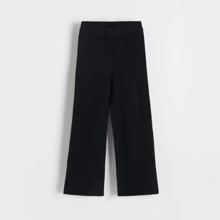 Reserved - Dzianinowe spodnie wide leg - Czarny - Spodnie i spodenki dla dziewczynek - miniaturka - grafika 1