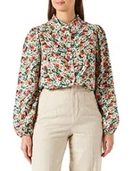 Bluzki damskie - usha Damska bluzka z kwiatowym nadrukiem, niebieska wełniana biel wielokolorowa, L - miniaturka - grafika 1