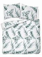 Pościel - Detexpol Pościel bawełniana 220x200 biała miętowa liście 5107 A Bawełna 32 - miniaturka - grafika 1