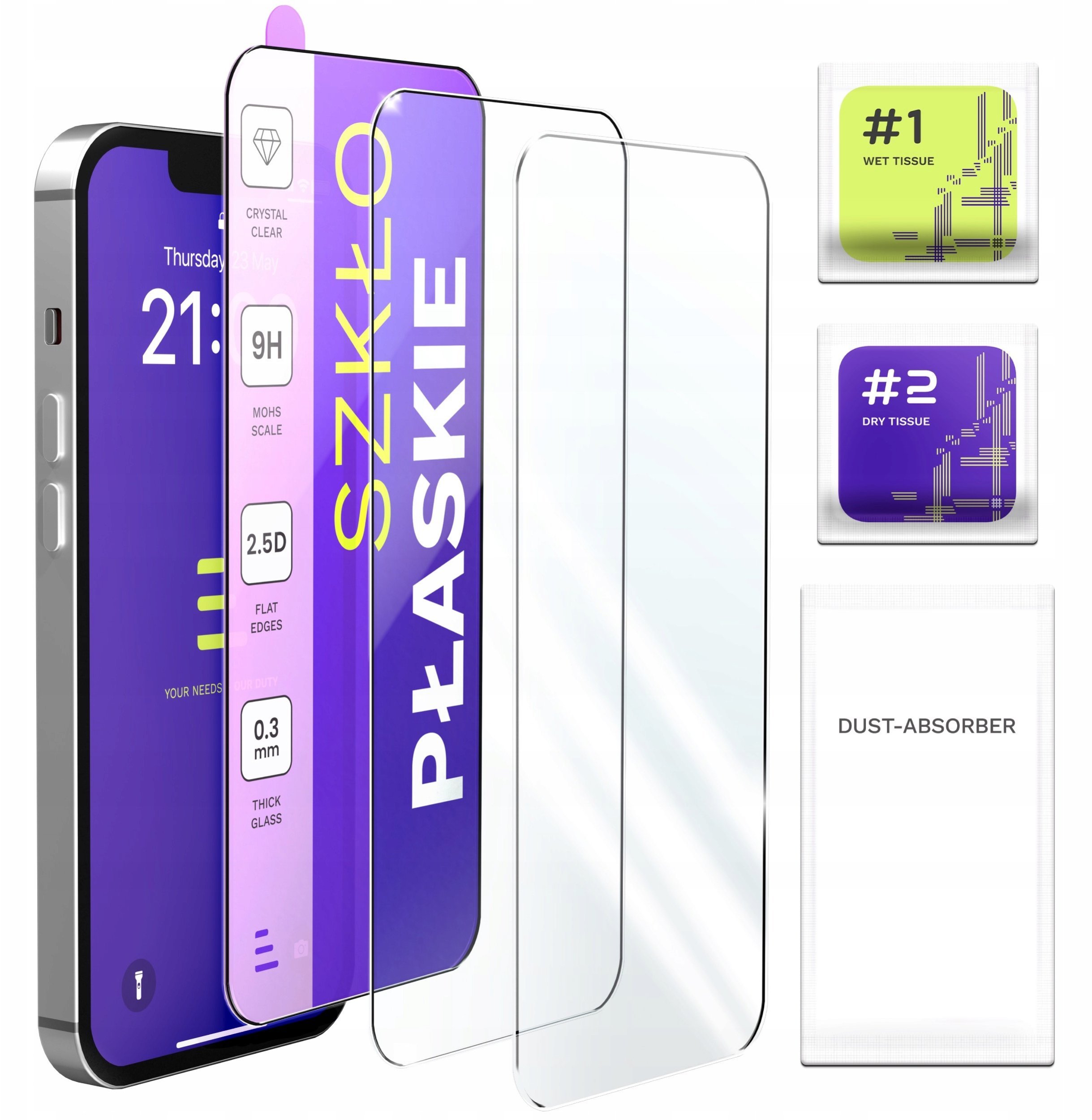 3-PAK Szkło Hartowane Płaskie Do Motorola Moto G35 5G 9H, 2.5D, Ochronne