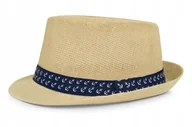 Czapki męskie - Letni kapelusz męski beżowy TRILBY 61 Pako Jeans - miniaturka - grafika 1