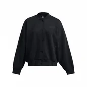 Kurtki damskie - Damska kurtka przejściowa Under Armour UA Icon Flc Varsity Jkt - czarna - miniaturka - grafika 1