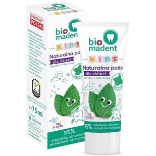 BioMadent BIO MADENT Naturalna pasta dla dzieci MIĘTKA 75ml bez fluoru - Pasty do zębów - miniaturka - grafika 1