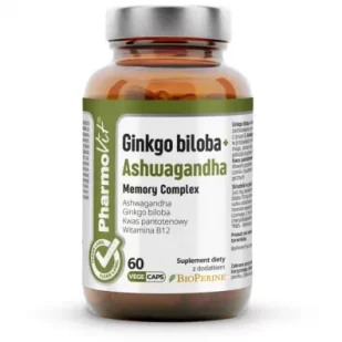 Pharmovit Ginkgo biloba + Ashwagandha Suplement diety 60 kaps. - Układ nerwowy - miniaturka - grafika 1