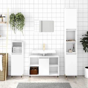 Szafka łazienkowa biała 80x33x60 cm materiał drewnopochodny - Szafki łazienkowe - miniaturka - grafika 1