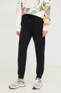 Spodnie damskie - Desigual spodnie dresowe bawełniane kolor granatowy gładkie - miniaturka - grafika 1