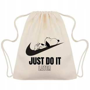 Worek EKO Beżowy Bawełniany JUST DO IT LATER Swoosh Sportowe Cartoon Wzory - Plecaki worki Worek EKO Beżowy Bawełniany JUST DO IT LATER Swoosh Sportowe Cartoon Wzory - Plecaki worki - miniaturka - grafika 1