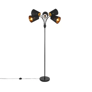 QAZQA Nowoczesna lampa podłogowa czarna 5-punktowa - Carmen - Lampy stojące - miniaturka - grafika 1