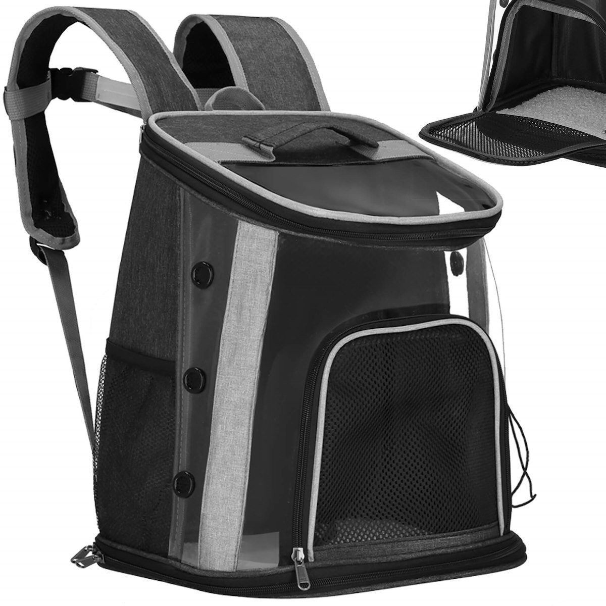 Plecak transporter dla kota królika psa 38 x 34 x 26 cm torba transportowa do 15 kg czarna