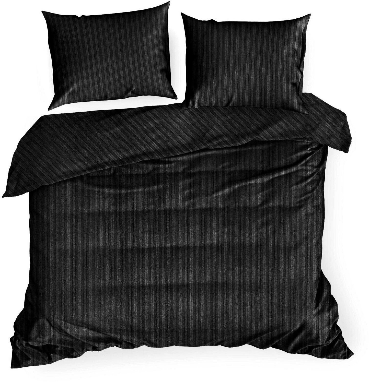 Eurofirany Pościel satynowa VERA 160x200 + 2x70x80 czarna w prążki elegancka