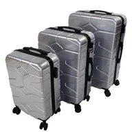 Walizki - Twarde walizki podróżne na bagaż na kółkach srebrne, zestaw 3szt. H23084S - miniaturka - grafika 1