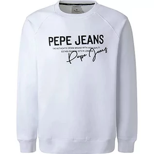 Swetry męskie - Pepe Jeans sweter męski penn, 800 biały, XXL - grafika 1