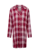 Koszule damskie - Tommy Hilfiger Damska koszula nocna Kobiety Sztuczne włókno czerwony w kratkę, S - miniaturka - grafika 1