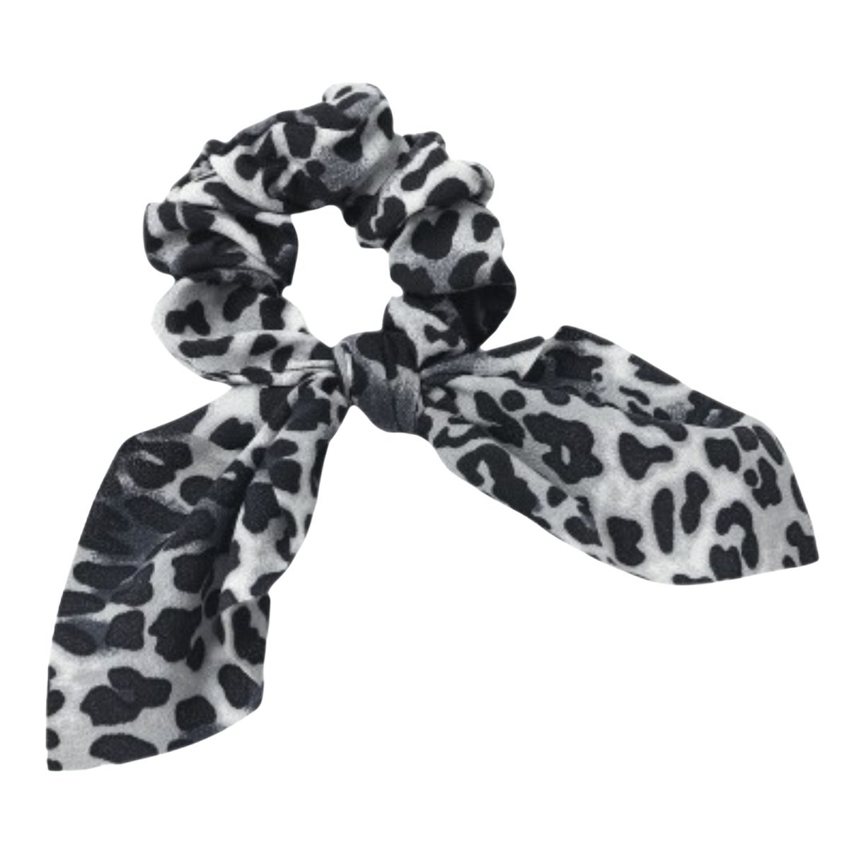 Gumka do Włosów Szara Długa z Kokardą w Panterkę Bezpieczna i Wygodna