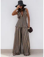 Komplety damskie - Komplet top i spodnie w paski KORRIN - beżowy - miniaturka - grafika 1