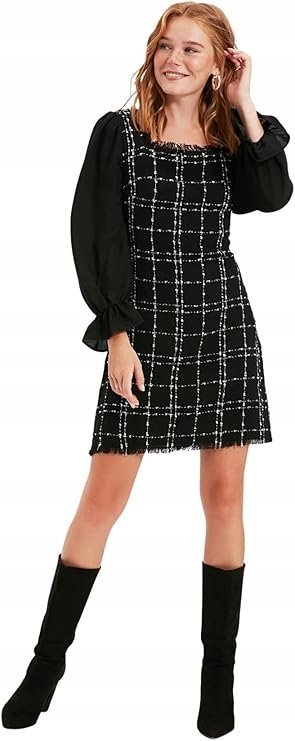 TRENDYOL SUKIENKA ELEGANCKA MINI CZARNA 36 Y5T