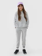 Spodnie i spodenki dla dziewczynek - 4F Spodnie dresowe joggery dziewczęce - szare 128 (7-8 lat) - miniaturka - grafika 1