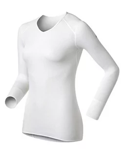 ODLO damska koszulka L/S z dekoltem w serek, ciepła biały biały X-L 190881 - Bluzki damskie - miniaturka - grafika 1