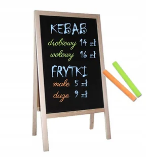 STOJAK POTYKACZ REKLAMOWY DWUSTRONNY KREDOWY DREWNIANY XL 120x65 - Tablice i flipcharty - miniaturka - grafika 1
